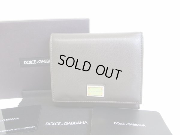 Photo1: DOLCE&GABBANA Dark Brown Leather Trifold Wallet Purse #7691