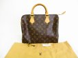 Photo1: LOUIS VUITTON Monogram Brown Leather Hand Bag Purse Speedy 30 #7716 (1)