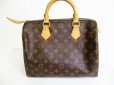 Photo2: LOUIS VUITTON Monogram Brown Leather Hand Bag Purse Speedy 30 #7716 (2)