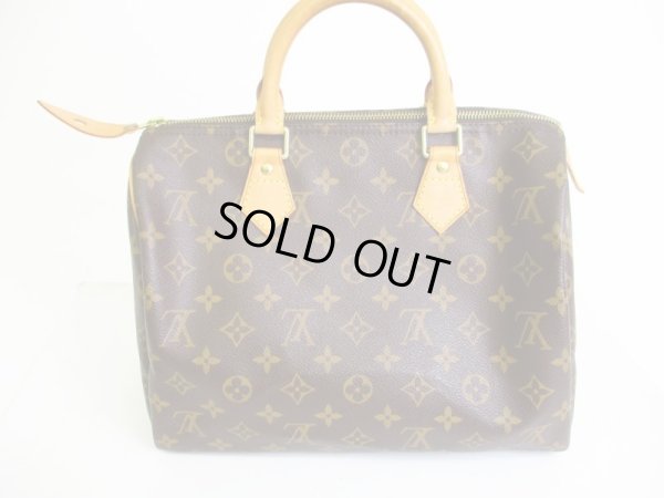 Photo2: LOUIS VUITTON Monogram Brown Leather Hand Bag Purse Speedy 30 #7716