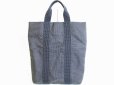 Photo2: HERMES Gray Canvas Her Line Hand Bag Tote Bag Purse Cabas #7718 (2)