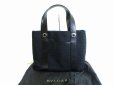 Photo1: BVLGARI Black Canvas & Leather Logo Mania Tote Bag #7726 (1)