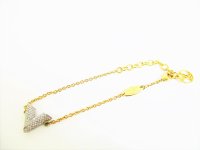 LOUIS VUITTON Gold Platd Essential V Bracelet Small Size #7746