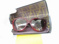 FENDI Brown Lens Red Plastic Frame Zucca Sunglasses Eye Wear #7769