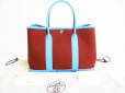 Photo1: HERMES Toile Canvas Togo Leather Hand Bag Purse Garden Party TPM #7782 (1)
