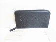 Photo1: Jimmy Choo Black Stars Leather Round Zip Wallet Purse #7807 (1)