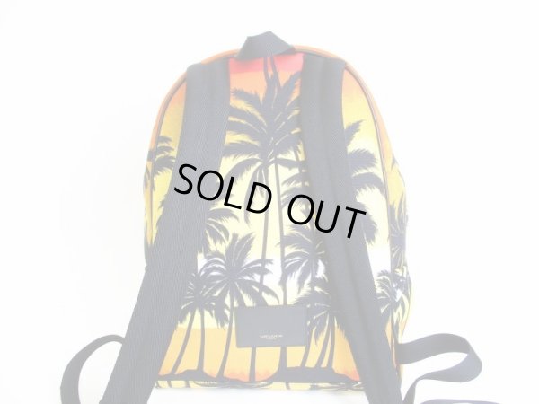 Photo2: Saint Laurent Paris YSL Palm Trees Canvas Black Leather Backpack Day pack #7809