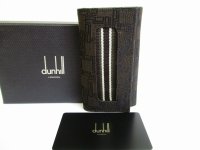 DUNHILL Brown Canvas 6 Pics Key Case #7821