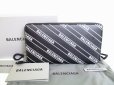 Photo1: BALENCIAGA Everyday Black White Leather Round Zip Wallet #7835 (1)