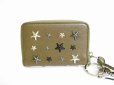 Photo2: Jimmy Choo Metal Stars Khaki Leather Round Zip Key Case Card Case #7847 (2)