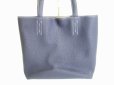 Photo2: HERMES Taurillon Clemence Blue nuit Gris asphalt Tote Bag Double Sens 28 #7859 (2)