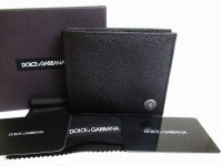 DOLCE&GABBANA Black Leather Bifold Bill Wallet Purse #7863