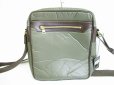 Photo2: HUNTING WORLD Green Nylon Brown Leather Crossbody Bag Purse #7873 (2)