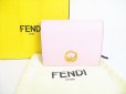 Photo1: FENDI F IS FENDI Pink Leather Bifold Long Wallet Compact Wallet #7884 (1)