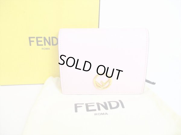 Photo1: FENDI F IS FENDI Pink Leather Bifold Long Wallet Compact Wallet #7884