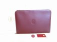 Photo1: Cartier Bordeaux Leather Must de Cartier A4 Document Case Clutch Bag #7887 (1)