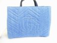 Photo2: GUCCI Limited Japan GG Marmont Blue Denim Hand Bag w/Strap #7914 (2)
