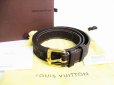 Photo1: LOUIS VUITTON Monogram Mini Brown Canvas Brown Leather Belt #7926 (1)