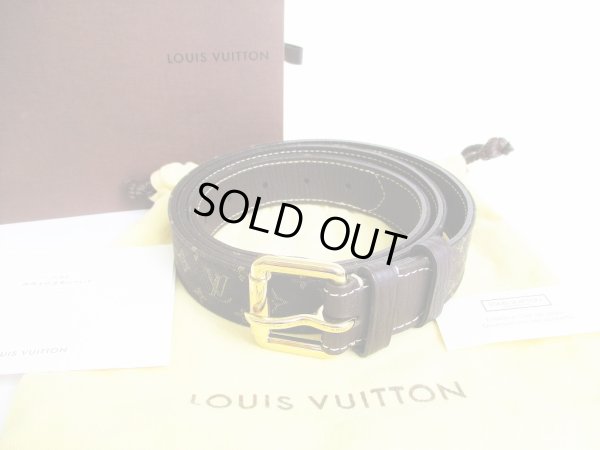 Photo1: LOUIS VUITTON Monogram Mini Brown Canvas Brown Leather Belt #7926