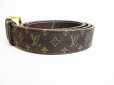 Photo2: LOUIS VUITTON Monogram Mini Brown Canvas Brown Leather Belt #7926 (2)