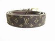 Photo3: LOUIS VUITTON Monogram Mini Brown Canvas Brown Leather Belt #7926