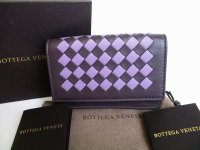 BOTTEGA VENETA Intrecciato Brown Purple Leather Business Card Holder #7942