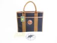 Photo1: HUNTING WORLD Brown Canvas Hand Bag Tote Bag Purse #7946 (1)