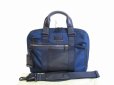 Photo1: TUMI Navy Blue Nylon Black Leather Briefcase Business Bag w/Strap #7959 (1)