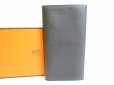 Photo1: HERMES Black Veau Swift Leather Bifold Long Bill Wallet MC2 Fleming #7973 (1)