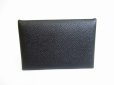 Photo2: HERMES Black Veau Epson Leather Card Case Card Holder Calvi #7976 (2)