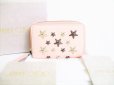 Photo1: Jimmy Choo Metal Stars Pink Leather Round Zip Coin Purse #7979 (1)