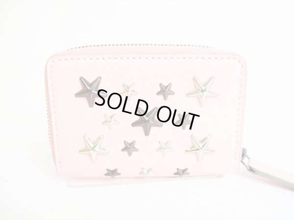 Photo2: Jimmy Choo Metal Stars Pink Leather Round Zip Coin Purse #7979