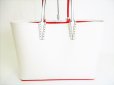 Photo2: Christian Louboutin White Leather Cabata Tote Bag Shopping Bag Purse #7983 (2)