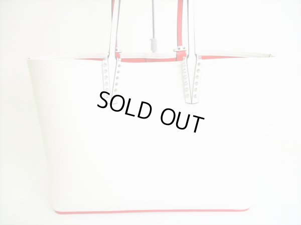 Photo2: Christian Louboutin White Leather Cabata Tote Bag Shopping Bag Purse #7983