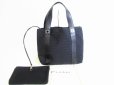 Photo1: BVLGARI Black Canvas Leather Logo Mania Tote Bag Purse w/Pouch #7989 (1)