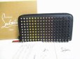 Photo1: Christian Louboutin Panettone Black Leather Multi Metal Round Zip Wallet #8010 (1)