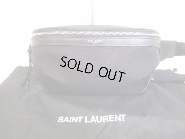 Photo1: Saint Laurent Paris Canvas and Leather Waist Pack Body Bag Purse #8024