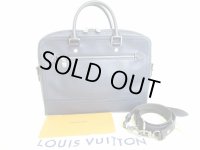 LOUIS VUITTON Utah Navy Blue Leather Business Bag Briefcase w/Strap Canyon #8025