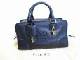 Photo1: LOEWE Black Leather Single Gold Zip Hand Bag Purse Amazona 28 #8032 (1)