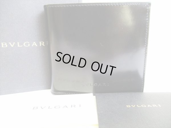 Photo1: BVLGARI Black Leather Bifold Men Wallet Compact Wallet #8037