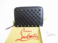 Photo1: Christian Louboutin Panettone Black Leather Round Zip Coin Purse #8048 (1)