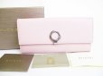 Photo1: BVLGARI Light Pink Leather Logo Clip Bifold Long Wallet #8049 (1)