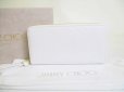 Photo1: Jimmy Choo Logo Motif Pippa White Leather Round Zip Wallet #8050 (1)