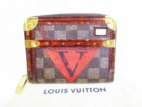 LOUIS VUITTON Damier Brown Leather Timeless Zippey Coin Purse #8053