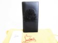 Photo1: Christian Louboutin Emblem Motif Black Red Leather Bifold Long Wallet #8054 (1)