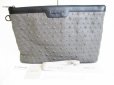 Photo1: Jimmy Choo Embossed Stars Gray and Black Leather Clutch Bag #8059 (1)