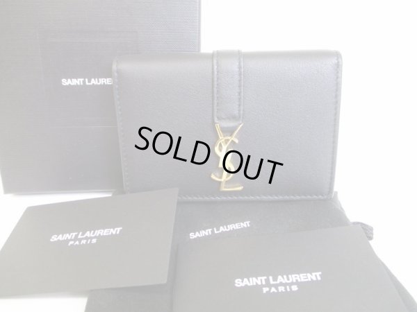 Photo1: Yves Saint Laurent YSL Black Leather Card Holder #8063