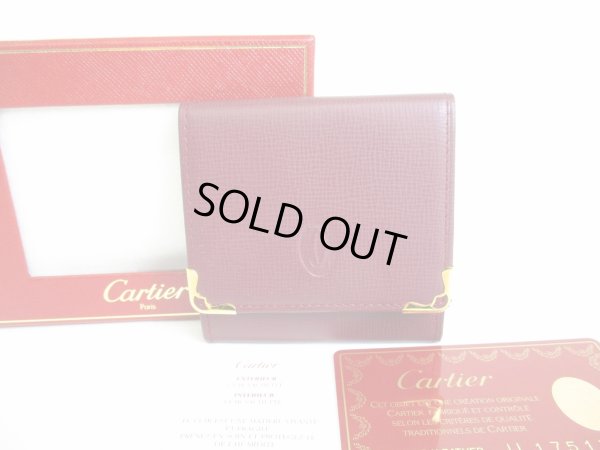 Photo1: Cartier Must de Cartier Bordeaux Leather Coin Purse #8064