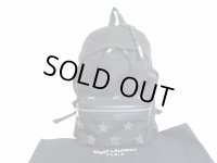 Saint Laurent Paris YSL Stars Patchwork Black Canvas Backpack Day Pack #8085