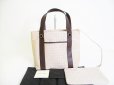 Photo1: BVLGARI Beige Canvas Brown Leather Logo Mania Tote Bag w/Pouch #8103 (1)